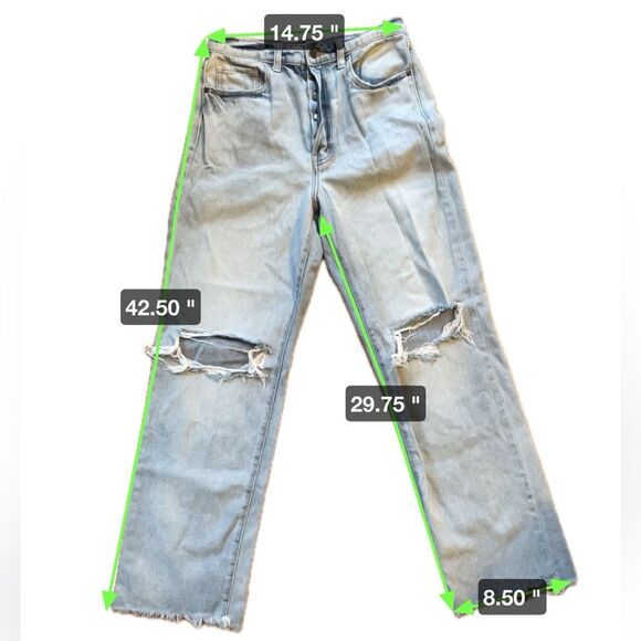 Cello Deconstructed Distressed Button Up Light Wash Raw Hem Jean Women’s Size 28 - Picture 5 of 5